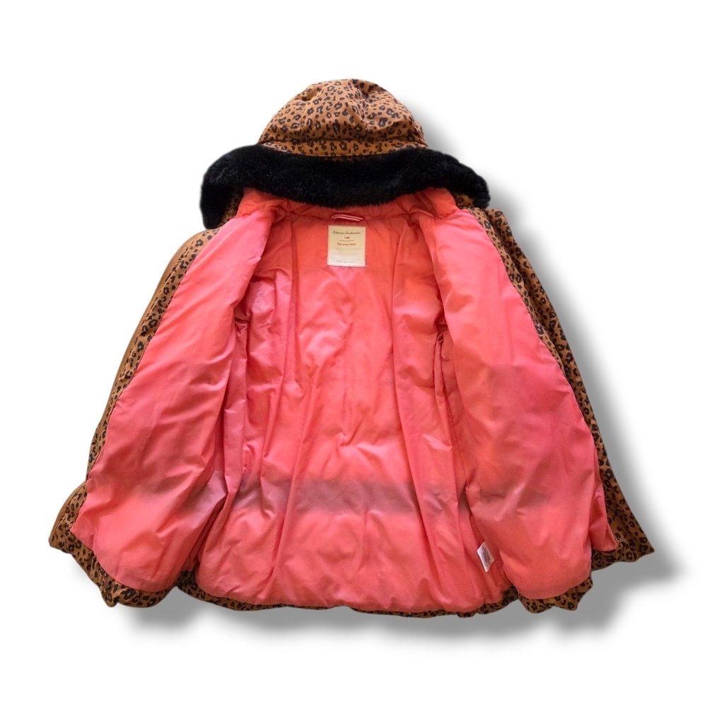 Hanna Andersson Leopard Print Girls Down Jacket 140 Size 10 - Picture 3 of 15